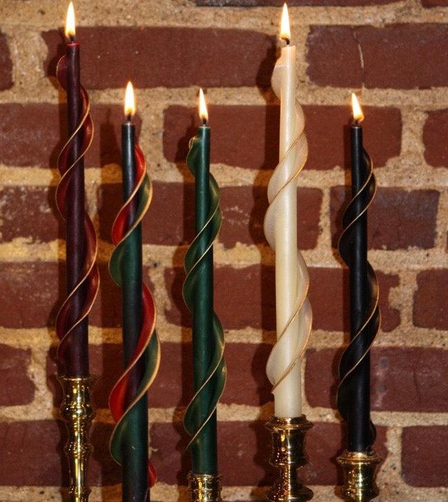 Double Spiral Beeswax Taper Candles - 7/8 x 12 - Pair - Crafted Candles