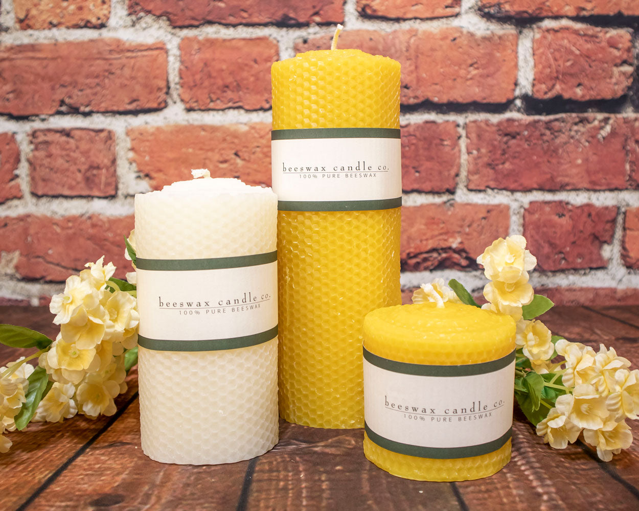 3in Honeycomb Look, "SOLID" Beeswax Pillar