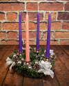 Advent Candle Holder-Silver with Pinecones